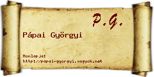 Pápai Györgyi névjegykártya
